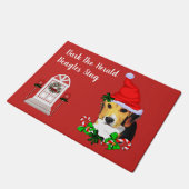 Kerstmis met Cute Beagle Deurmat (Schuin)