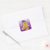 Kerstmis met Cute Gingerbrood Vierkante Sticker (Envelop)