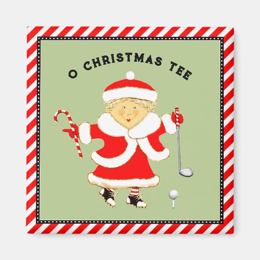 Kerstmis met damesgolf magneet (Voorkant)