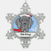 Kerstmis met Dane Face Tin Sneeuwvlok Ornament (Voorkant)