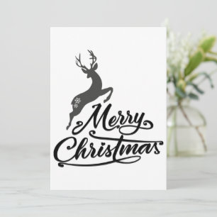 Kerstmis met de hand geschreven, springend hert en feestdagenkaart