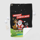 Kerstmis met de kerstmangolfer Merry, groen Golfhanddoek (Insitu)