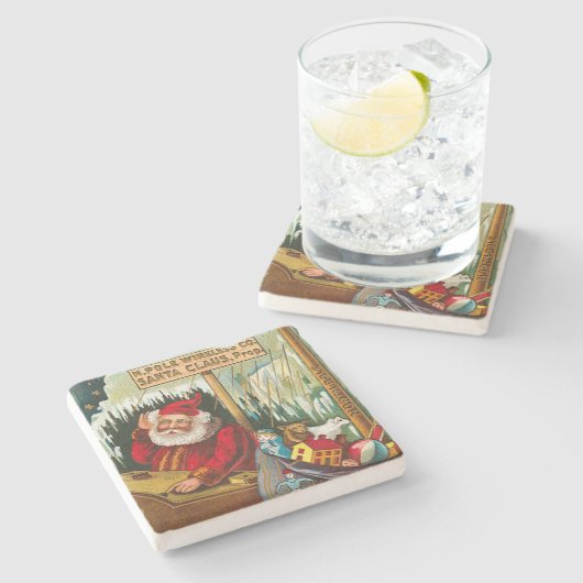 kerstmis met de kerstuitzending van de kerstman stenen onderzetter (Zijkant)