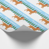 Kerstmis met de Rode Labrador Santa Hat Cadeaupapier (Hoek)