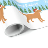 Kerstmis met de Rode Labrador Santa Hat Cadeaupapier (Rol Hoek)