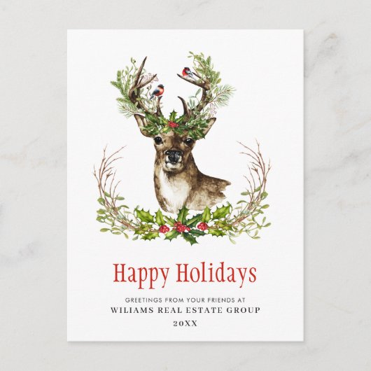 kerstmis met Deer Holiday Corporate Greeting Briefkaart (Voorkant)