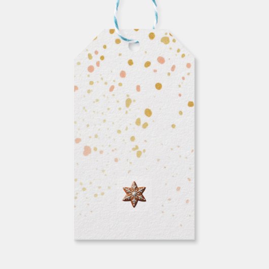 Kerstmis met dennenboom jute en kerstmuizen cadeaulabel (Achterkant)