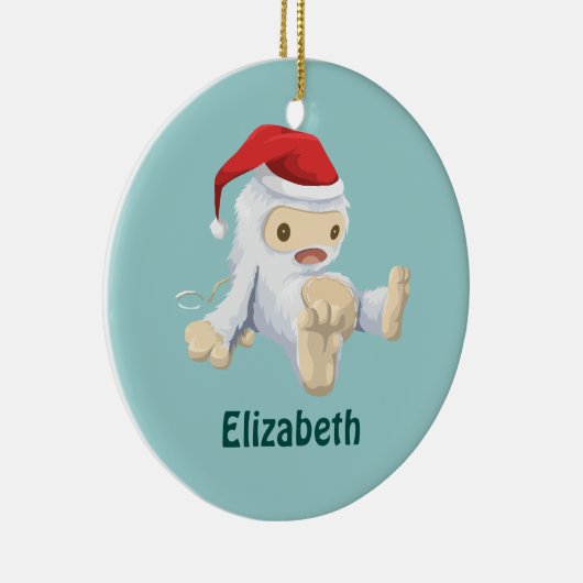 Kerstmis met Doll die een kersthat draagt Keramisch Ornament (Rechts)