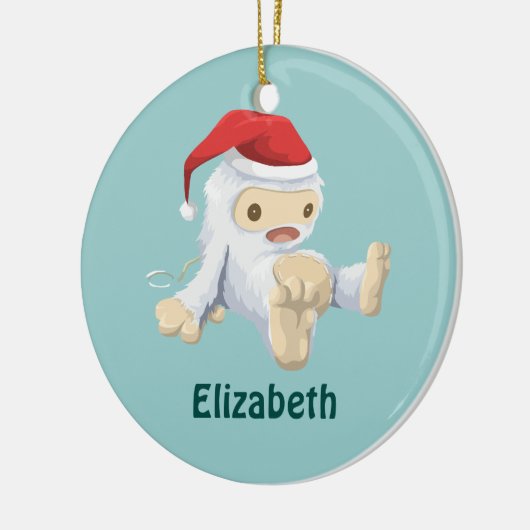 Kerstmis met Doll die een kersthat draagt Keramisch Ornament (Links)