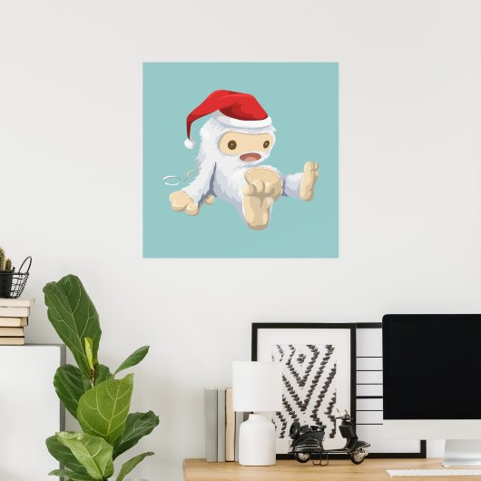 Kerstmis met Doll die een kersthat draagt Poster (Thuiskantoor)