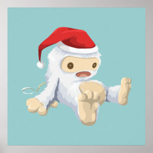 Kerstmis met Doll die een kersthat draagt Poster