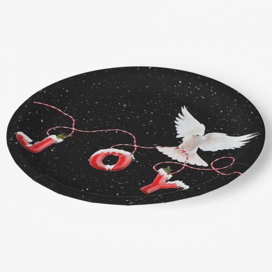 Kerstmis met Dove en Snowflakes Papieren Bordje (Gekanteld)