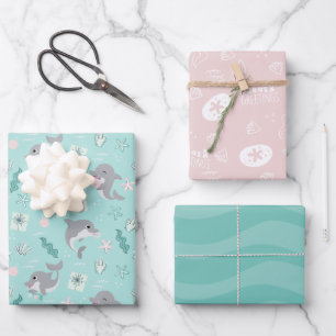 Kerstmis met een dolfijn inpakpapier vel