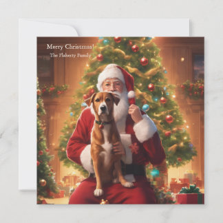 Kerstmis met een gelukkige hond feestdagenkaart