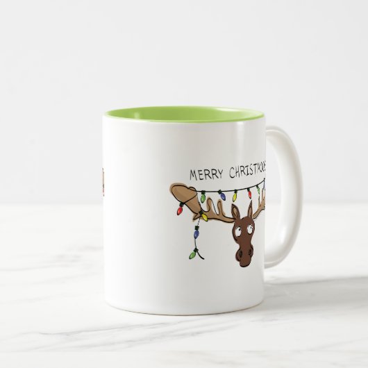 Kerstmis met een grappige feestdag tweekleurige koffiemok (Voorkant rechts)