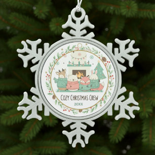 Kerstmis met een knus gevoel tin sneeuwvlok ornament