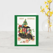 Kerstmis met een oldtimer auto kaart (Gele Bloem)