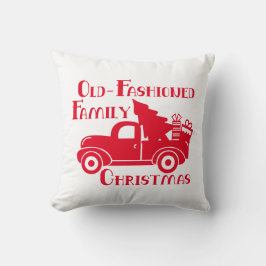 Kerstmis met een ouderwetse familie met vrachtwage kussen