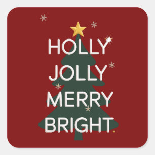 Kerstmis met een vrolijke en heldere familie vierkante sticker
