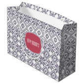 Kerstmis met eigen naam Nordic Sneeuwvlok Patroon  Large Cadeauzakje (Achterkant Gekanteld)