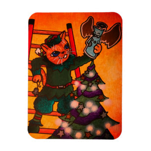 Kerstmis met Elf Cat Magneet