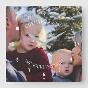 Kerstmis met elke naam Fotofamilie feestelijk Vierkante Klok