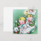 Kerstmis met engelen in retro vintage stijl feestdagenkaart (Voorkant / Achterkant)