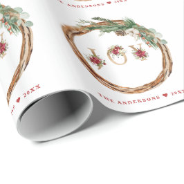 Kerstmis met Feestdagen met JAREN Floral Script Cadeaupapier