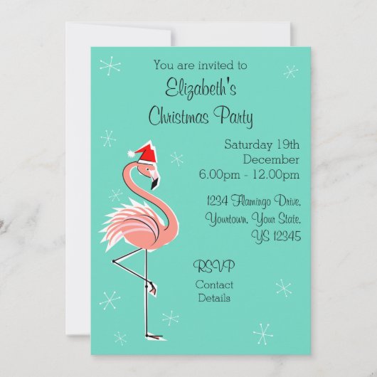 Kerstmis met Flamingo Side Multi-back-upuitnodigin Kaart (Voorkant)