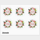  kerstmis met Floral Wreath | Sticker zegel (Vel)