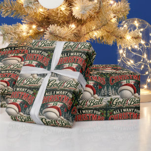 Kerstmis met golf-thema voor golfer cadeaupapier