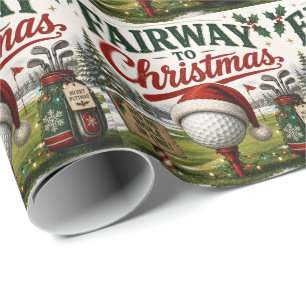 Kerstmis met golf-thema voor golfer cadeaupapier