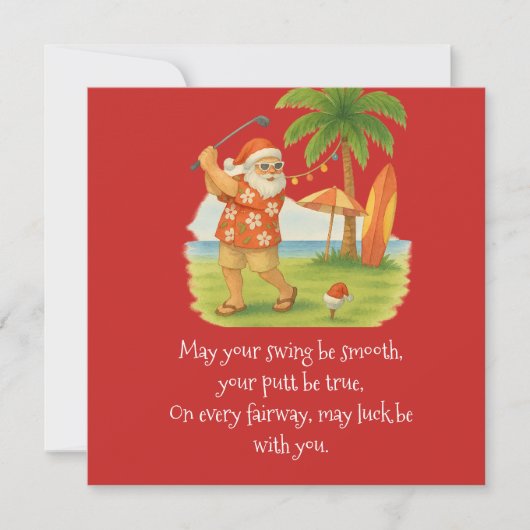 Kerstmis met golfbal en tee met lint feestdagenkaart (Voorkant)