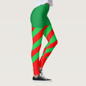 Kerstmis met groene rode diagonale streep Leggings (Rechts)