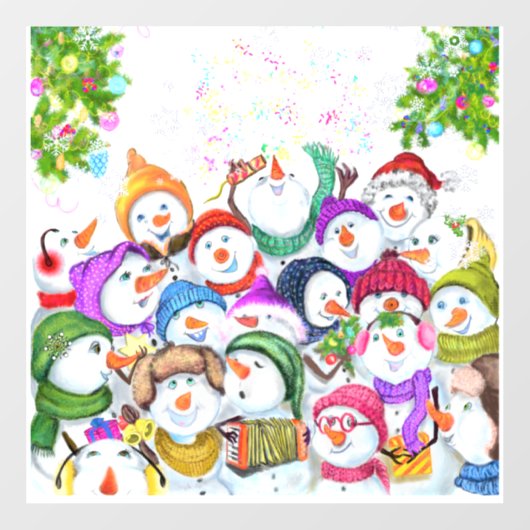 Kerstmis met Happy Snowmans feest Raamsticker (Vel)