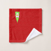 Kerstmis met hart op rood bad handdoek (Wasdoekje)