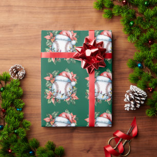 Kerstmis met honkbal en kerstmis cadeaupapier