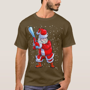 Kerstmis met honkbal Mannen jongens Softball Santa T-shirt