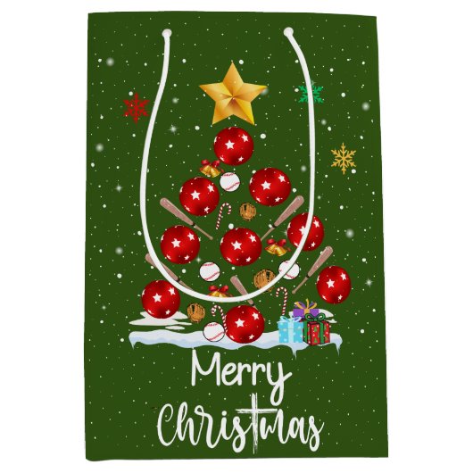 Kerstmis met honkbal medium cadeauzakje (Voorkant)