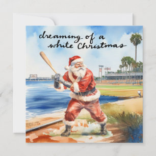 Kerstmis met honkbal met kerstman feestdagenkaart