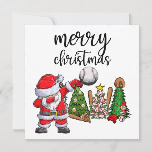 Kerstmis met honkbal met kerstman feestdagenkaart