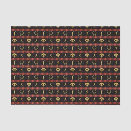 Kerstmis met honkbal - Red Check Pattern Tissuepapier (Voorkant)