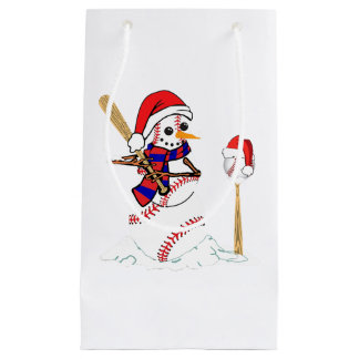 Kerstmis met honkbal Snowman die honkbal speelt Klein Cadeauzakje