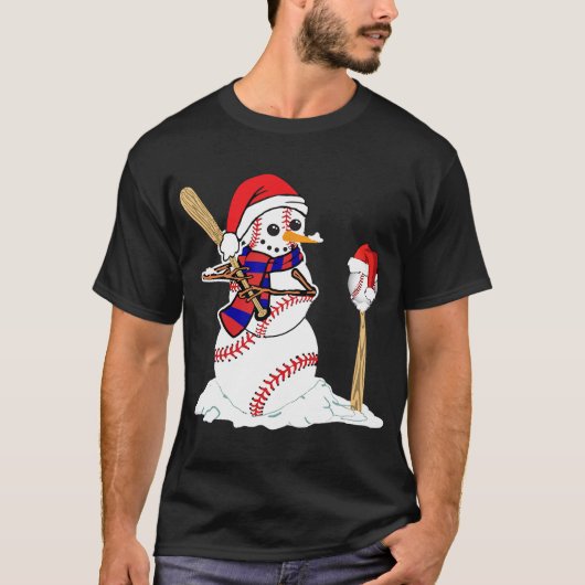 Kerstmis met honkbal Snowman die honkbal T-Shir sp T-shirt (Voorkant)