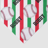 Kerstmis met honkbal Voeg daar de naam Stripe Red Tissuepapier (Detail)