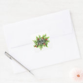 Kerstmis met hulst vierkant sticker (Envelop)