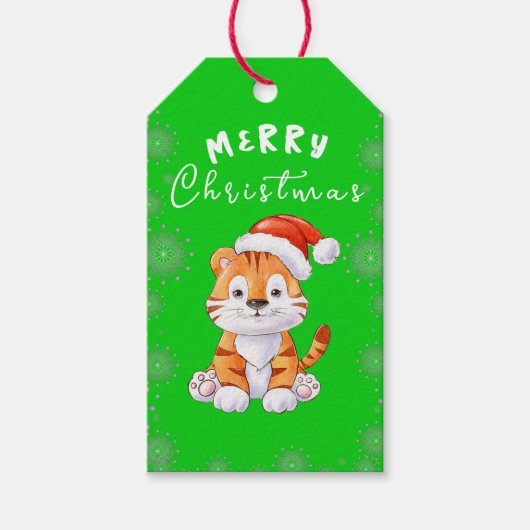 Kerstmis met kat cadeaulabel (Voorkant)