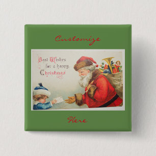 Kerstmis met kerst vierkante button 5,1 cm
