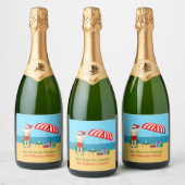 Kerstmis met kerstcadeau, kerstman, aangepast fees sparkling wijnetiket (Flessen)