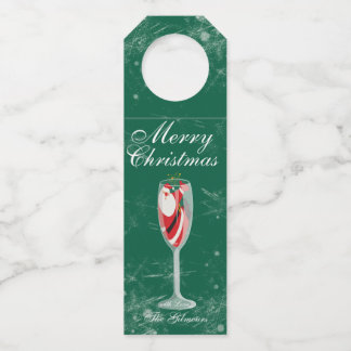 Kerstmis met Kerstman Champagne winter Flessenhanger